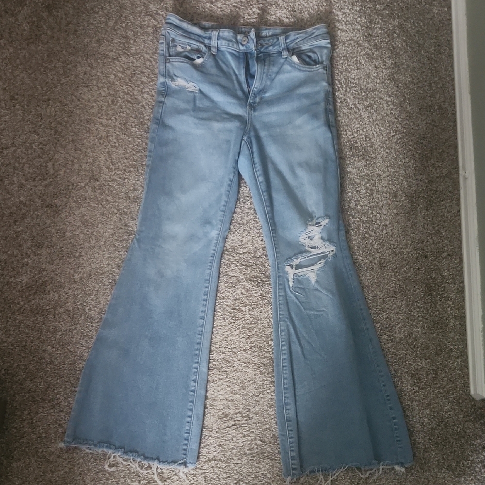 American Eagle Outfitters Light Blue Festival Flare Jeans